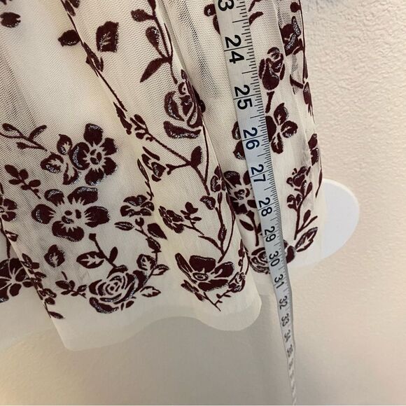 Knit Works Twist Popover red velvet Dress 2 piece ivory floral skirt formal 12 - Picture 8 of 11